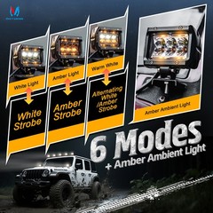 2X 4″ LED Floodlight Pods – White/Amber Offroad Fog Lights for Trucks SUVs UTVs