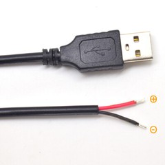 2pcs 3.3Ft 20AWG USB2.0 Male Plug 2pin Wire DIY USB Pigtail Cable 5A DC Power US