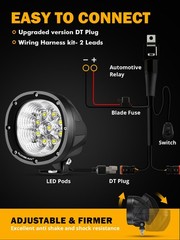 AUXBEAM 4″ 90W Round LED Work Light Bar 4WD Offroad Flood Pods Fog Driving Lamps