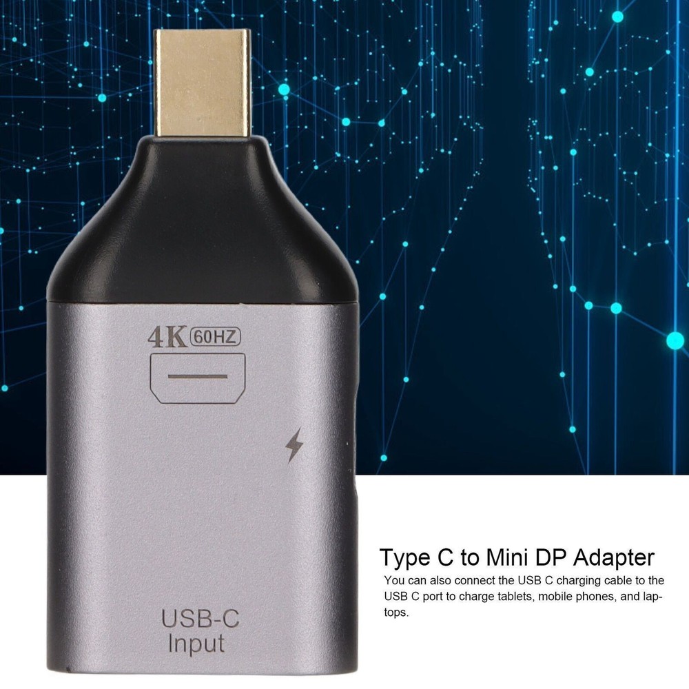 4K 60Hz USB C Female to Mini Displayport Male Adapter Converter and PD Power