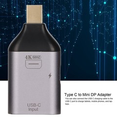 4K 60Hz USB C Female to Mini Displayport Male Adapter Converter and PD Power
