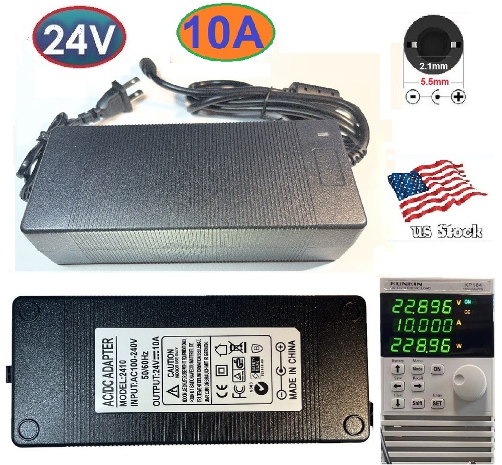 24V 10A 240W AC/DC Adapter Power Supply Home Electronics + 5.5×2.1mm plug