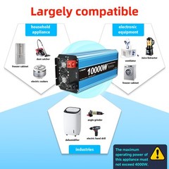 5000W Pure Sine Wave Power Inverter 12V DC to 110V AC 10000W Peak Heavy Duty