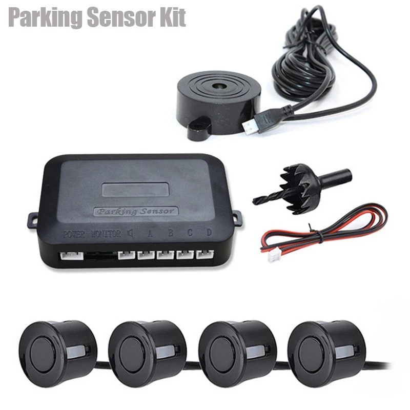 12V Car Parking Sensor Kit 4 Sensors Buzzer Reverse Backup Radar Alert 22mm