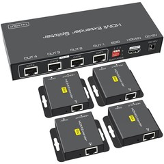 HDMI Extender Splitter up to 165Ft 1 in 4 Out over Cat5E or 6 or 7 Repeater Balu