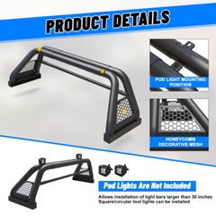 For 11-23 Dodge Ram 1500/2500 Universal Roll Sport Bar Chase Rack Bed Bar Pickup