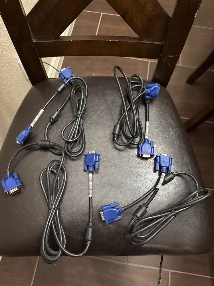 4pk 15-PIN SVGA SUPER VGA Epson Projector Male to Male Cable, BLUE CORD, 6 Feet