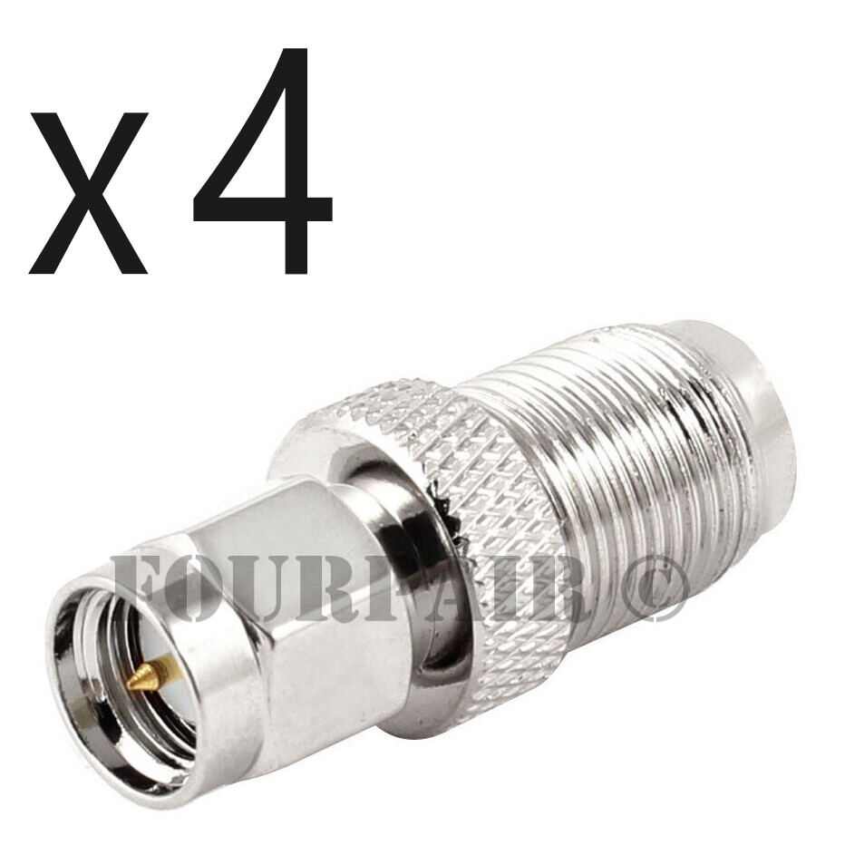 4 Pack – SMA Male Plug to F-Type Female Jack RF Coax Adapter Converter Connector