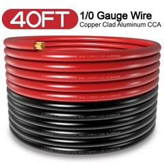40FT 0 Gauge Wire Copper Clad Aluminum,1/0 Battery Cable,20pcs Lugs Terminal …
