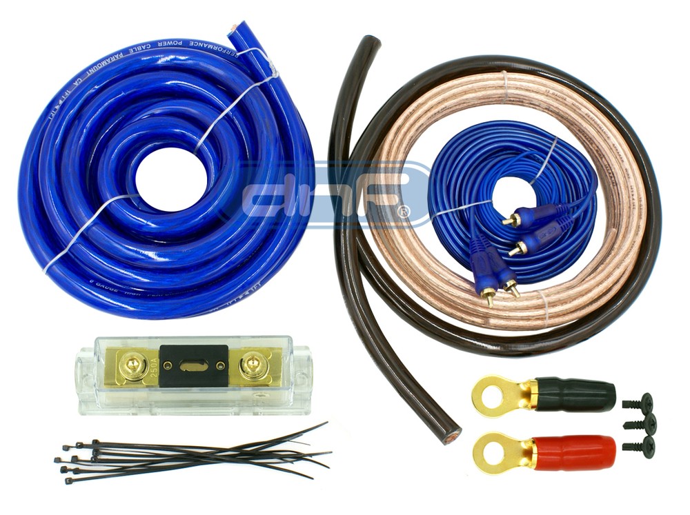 DNF COMPLETE 6000W 0 GAUGE BLUE AMP AMPLIFIER INSTALL WIRING POWER KIT