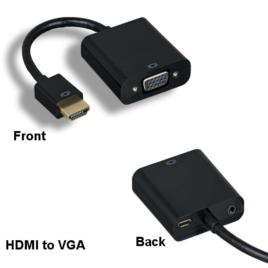 KNTK HDMI 1.3b to VGA HD15 Adapter w/ AUX Audio 1080p HDTV Monitor Video