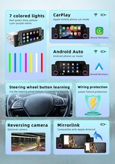 Single Din Car Stereo Radio Bluetooth Head Unit For Apple CarPlay Android Auto