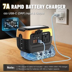 240W Pure Sine Wave Power Inverter for DeWALT 20V Battery PD 140W USB-C AC Outle