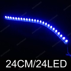 Blue 24cm 24LED PVC Flexible LED Strip Light Waterproof for Car Motorcycle