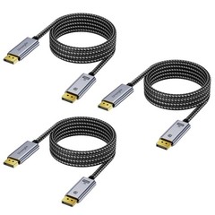 8K Displayport Cable 1.4 6.6FT GoldPlated 8K@60Hz 32Gbps HDR 3 Pack