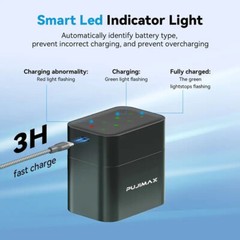 AAA Lithium Batteries 1512mWh 8-Pack Rechargeable w/Smart Charger Long Lasting