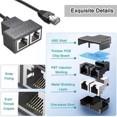 Ethernet Splitter 1 2 RJ45 Network Starlink Adapter LAN Cable Cat 5/5e/6/7/8