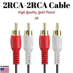 3ft Audio 2RCA Male to 2RCA Male Cable 2 RCA Stereo Red White Aux 2 RCA Wire