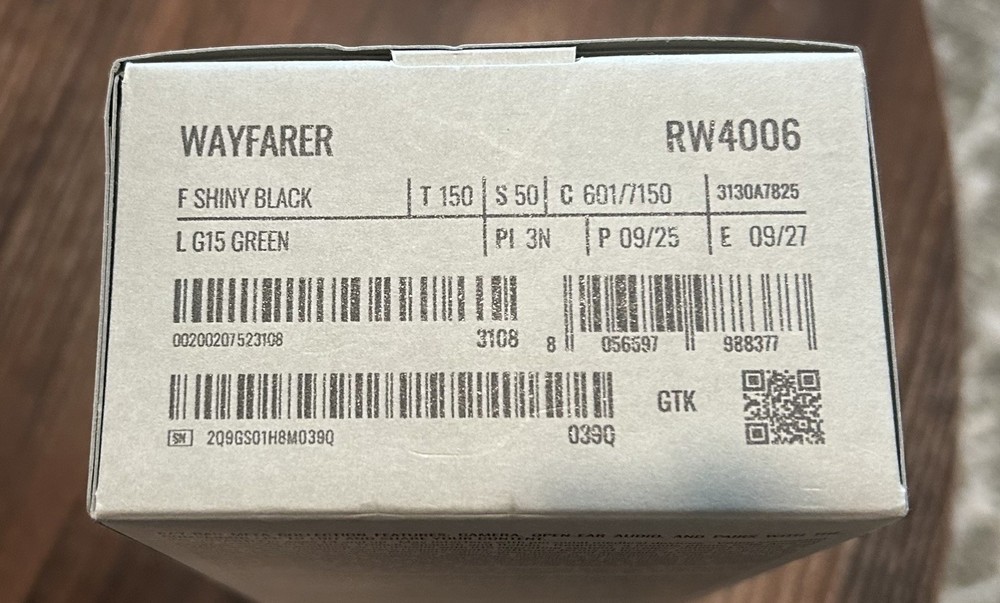 Ray-Ban Meta Wayfarer (Gen 1), Shiny Black / G15 Green, Standard, Hi