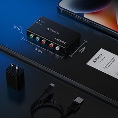 Portta Component to HDMI Converter, YPbPr RGB + R/L Audio to HDMI v1.3 Conver…