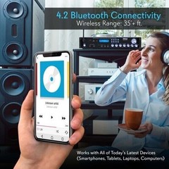 Pyle Bluetooth 3000W 2-Ch Hybrid Pre-Amplifier w/ USB/SD/AUX/AM/FM Radio P3001BT