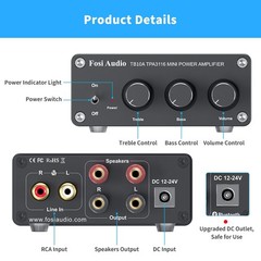Fosi Audio TB10A 2 Channel Stereo Audio Receiver Amplifier Mini Hi-Fi Home Amp