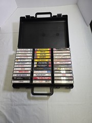 Vintage 36 Cassette Storage Carrying Case Tote Black-Plastic W/36 Tape