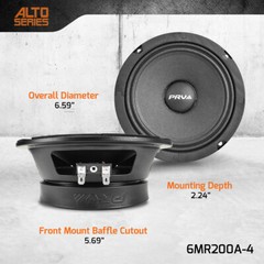 PRV 6.5″ Midrange Shallow Speaker 6MR200A-4 Slim Pro Car Audio 400W 4 Ohm – PAIR
