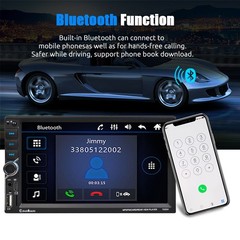 Double 2 DIN 7 in Wireless Apple Carplay Car Stereo Head Unit HD Screen FM Radio