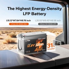LiTime 12V 320Ah mini Smart Bluetooth Lithium Battery LiFePO4 For Tight Spaces