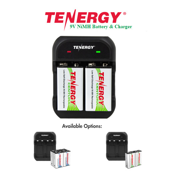 Tenergy TN141 2 Bay 9V Charger Combos with 9V NiMH Rechargeable Batteries