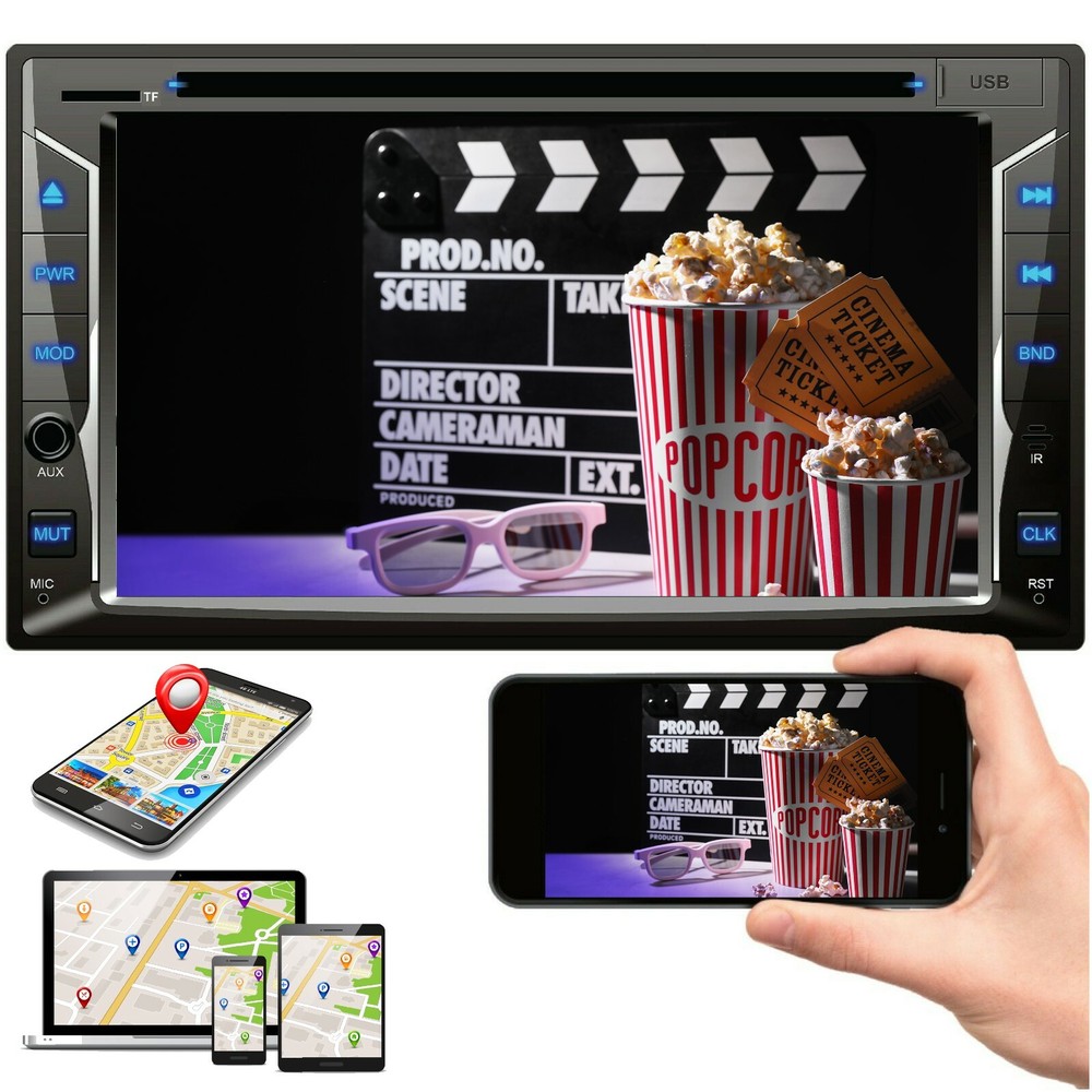 200w 2Din Car NAVI 6.2″ DVD CD Touch Screen Radio Mirror Link For Android & IOS