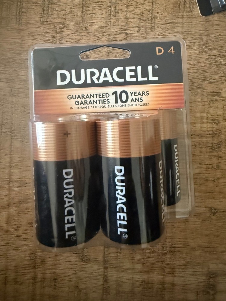 Duracell D Batteries 4-Pack Guaranteed 10 Years In Storage Long-Lasting Power Fo