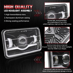 4PC 4×6″ led headlights DRL Hi/Lo Beam DRL For chevy C10 Pickup truck 1980-1986