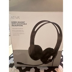 Ativa Wired Headset with Adjustable Microphone Black Over-Ear 5345725