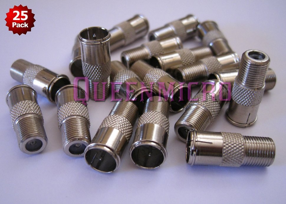25 PCS F-type Quick Push-On Adapter Male to Female Coax Coaxial Cable Connector