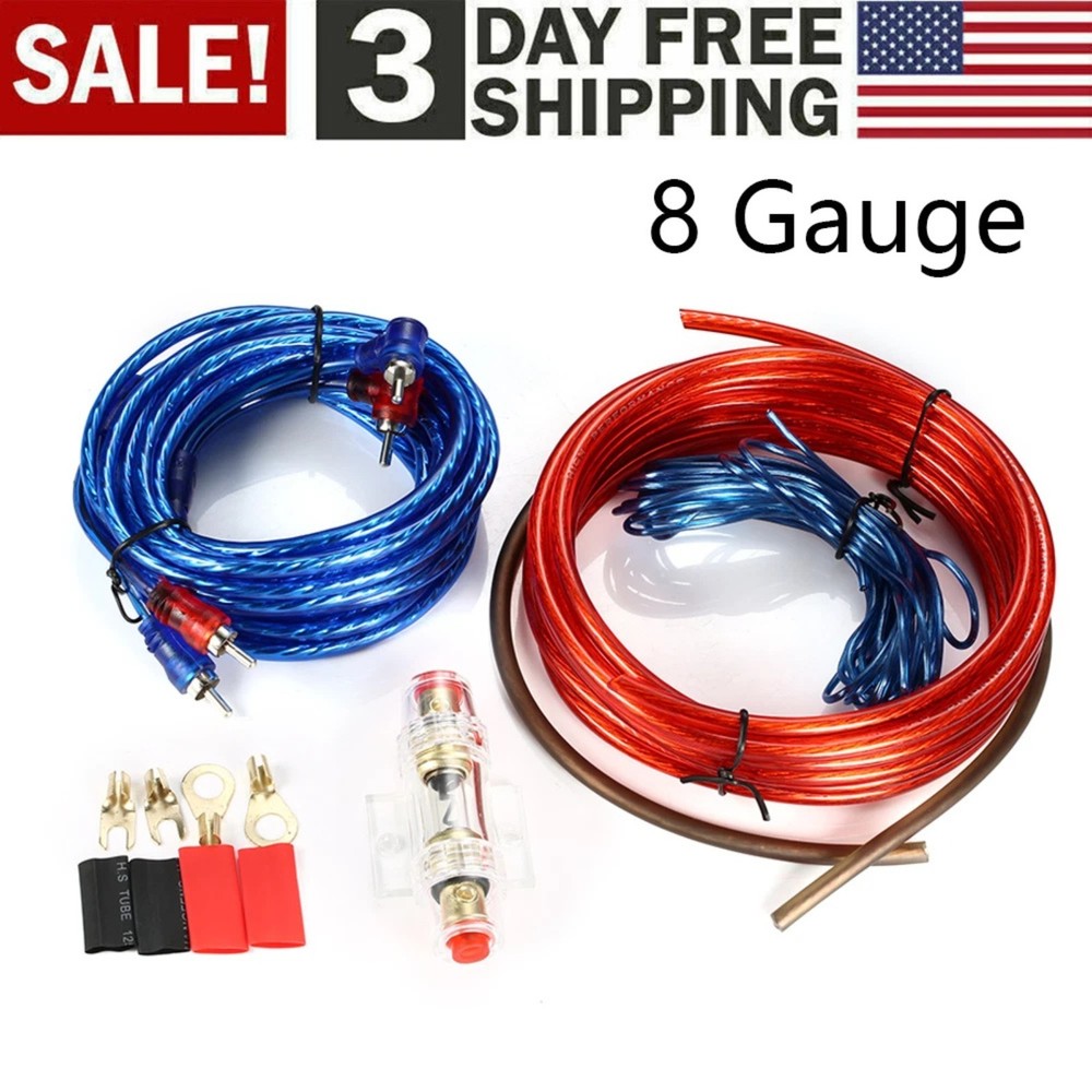 1500W 8 Gauge Car Audio Cable Kit Amplifier Install Amp RCA Subwoofer Sub Wiring