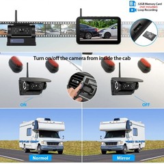 Solar Magnetic Wireless RV Backup Camera 1080P 7” Monitor for Car Truck Camper