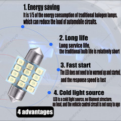 13x Blue LED T10 & 31mm Festoon Bulbs Packge Kit for Interior Map & Dome Lights