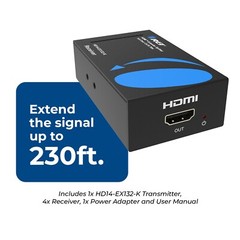 OREI 1080p 1×4 HDMI™ Extender Splitter (Loop) – 230ft (cat6) (HD14-EX132-K)