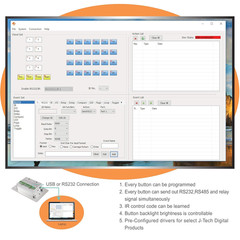 8-Button Control Panel Wall Plate with Programmable LED Buttons, RS-232, RS-458,