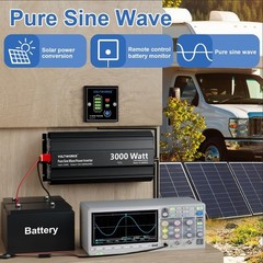 Pure Sine Wave 2000Watt Car Power Inverter Converter DC 12V to 120V AC VOLTWORKS