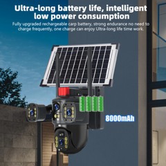 Solar Battery Powered Wireless WiFi Outdoor Pan/Tilt Home Security Camera System