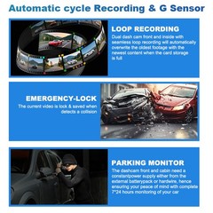 4K Dual Lens Car DVR Camera Dash Cam Front+Rear+Inside Video Recorder G-Sensor