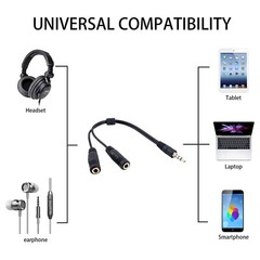 3.5mm AUX Audio Mic Splitter 1 Male to 2 Female Gold Plated Headphone Cable