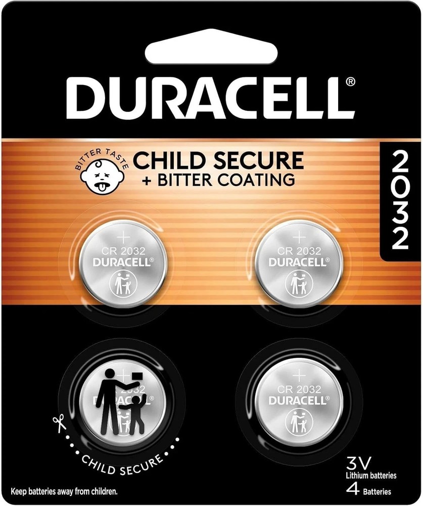 Duracell 2032 Lithium Battery CR2032 3V | 4-Count Pack | Child Safety Features