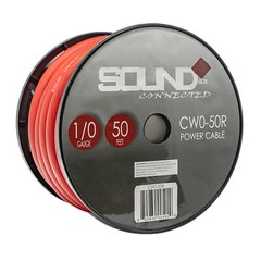 SoundBox CW0-50R, 0 Gauge 50′ CCA Amplifier Power / Ground Amp Wire Spool, Red