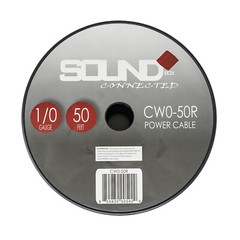 SoundBox CW0-50R, 0 Gauge 50′ CCA Amplifier Power / Ground Amp Wire Spool, Red