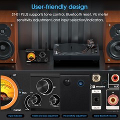 Digital Amplifier w/Phono Bluetooth HIFI TPA3255 Stereo Audio Amp for Turntables