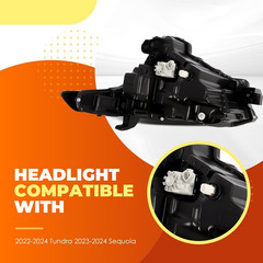 2022-24 Tundra Sequoia Passenger Side Headlight 811400C230–Compatible Replacemen